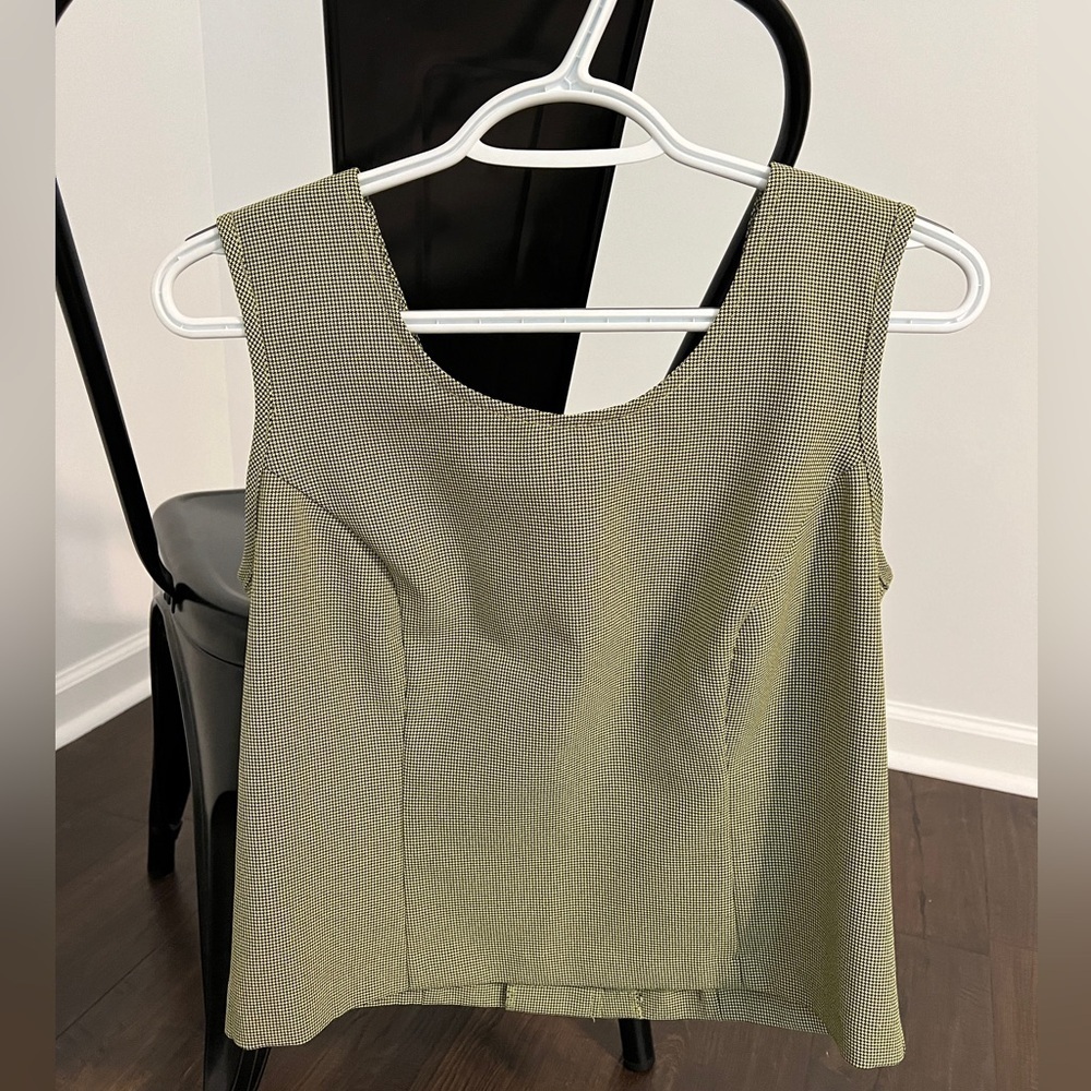 Vintage green and black top with button details down back